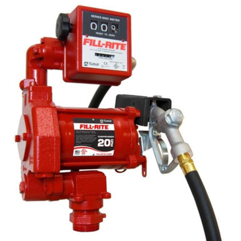 Fill-Rite FR701VG 220V AC 20 GPM Fuel Transfer Pump w/ 807C Mechanical Meter (Gallons) & 3/4” Cast Aluminum Manual Nozzle