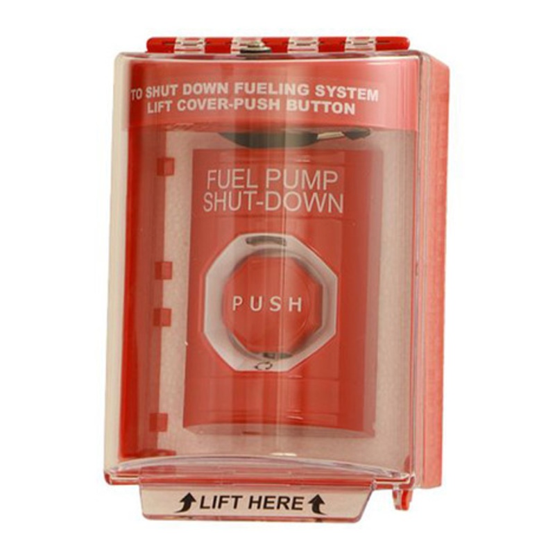 Franklin Fueling IA-ESOCA-T-RD Red Emergency Stop Operator w/ Lift-Up Clear Cover & Alarm