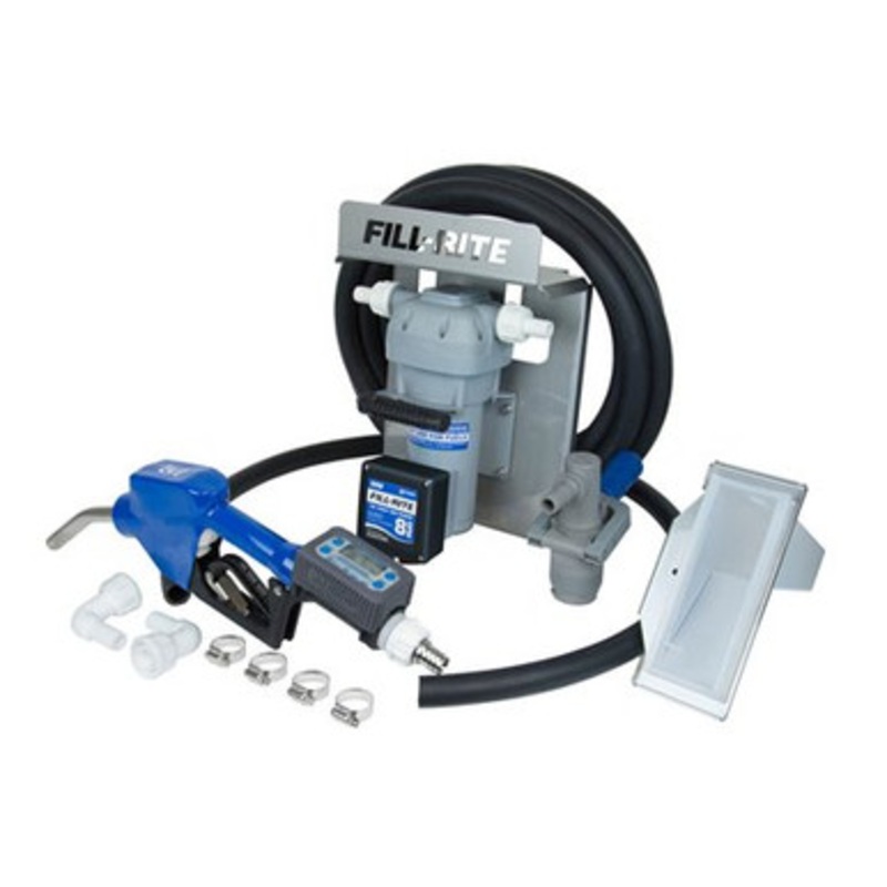 Fill-Rite DF012CAT520 8 GPM 12V DC DEF Transfer Pump w/ 3/4” Automatic Nozzle & 5′ and 20′ x 3/4” Hose & TT10PB Meter