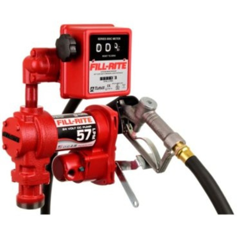 Fill-Rite FR2411HEL 24V DC 57 LPM Fuel Transfer Pump w/ Manual Nozzle & 807CL Liter Meter