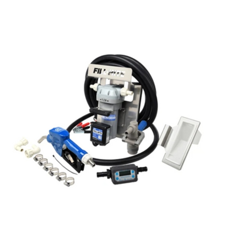 Fill-Rite DF012CAT520B 12V DC 8GPM DEF Transfer Pump w/ IBC Tote Barbmete Mount & Automatic Nozzle & Meter