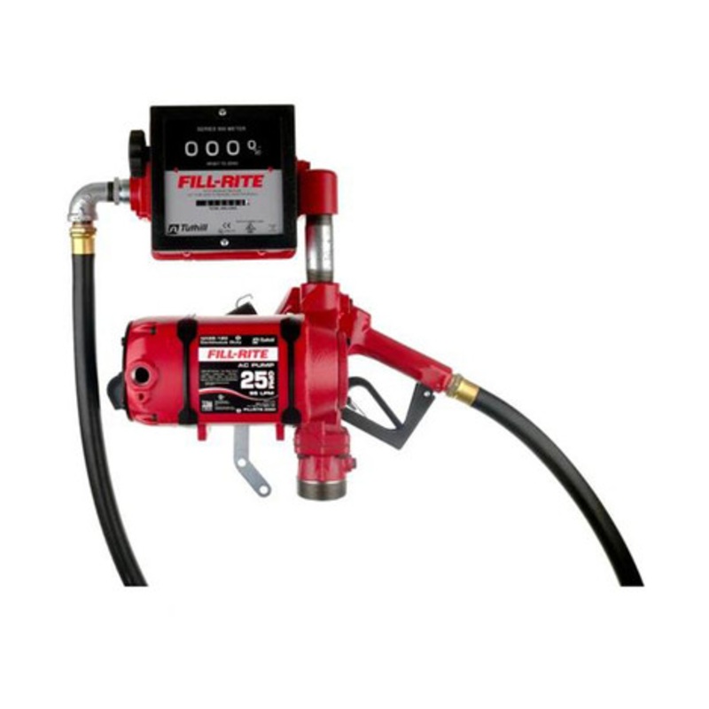 Fill-Rite NX25-120NB-AH 120V 25 GPM Continuous Duty NPT Threaded Bung Mounted Fuel Transfer Pump w/ 3/4” x 12′ Hose & 3/4” Automatic Unleaded Nozzle & 901C Mechanical Meter