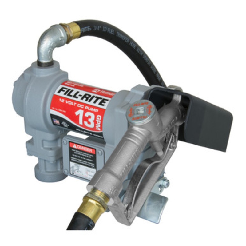 Fill-Rite SD1202G 13 GPM 12V DC Fuel Transfer Pump with 3/4” x 10′ Hose & 3/4” Manual Nozzle