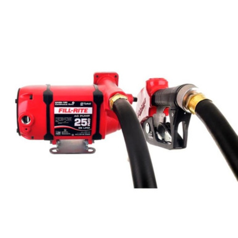 Fill-Rite NX25-120NF-AA 120V 25 GPM Continuous Duty NPT Threaded Foot Mounted Fuel Transfer Pump w/ 1” x 18′ Hose & 1” Ultra Hi-Flow Automatic Diesel Nozzle