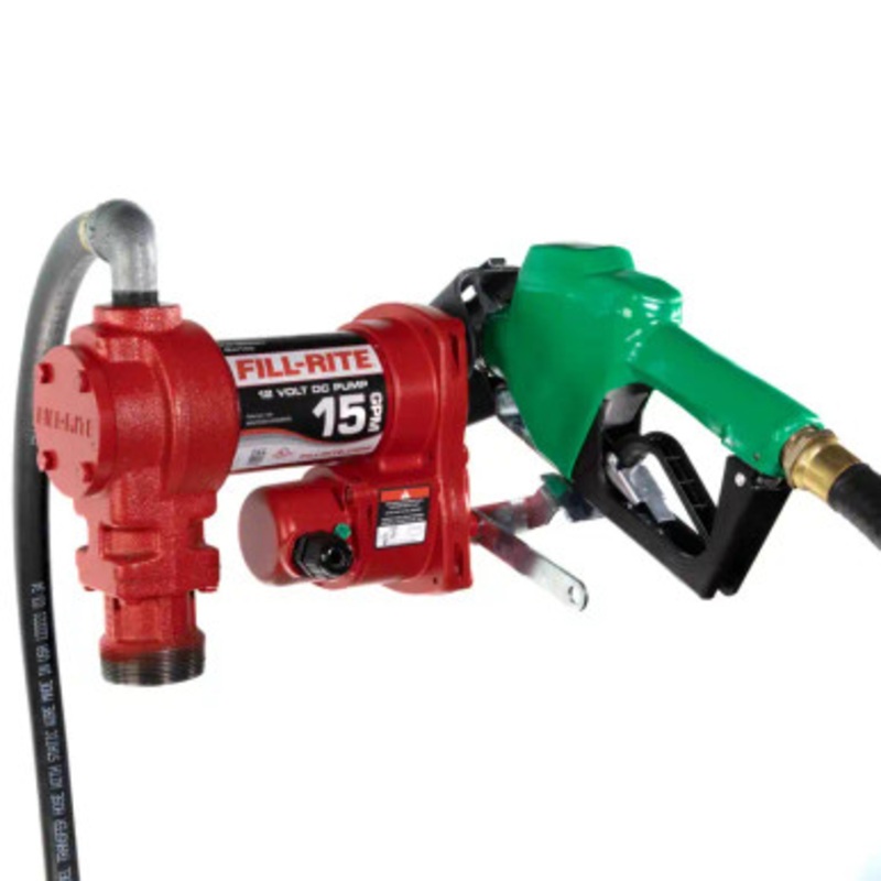 Fill-Rite FR1210HA1 15 GPM 12V DC Heavy-Duty Fuel Transfer Pump w/ 3/4” Automatic Nozzle & 3/4 x 12′ Hose