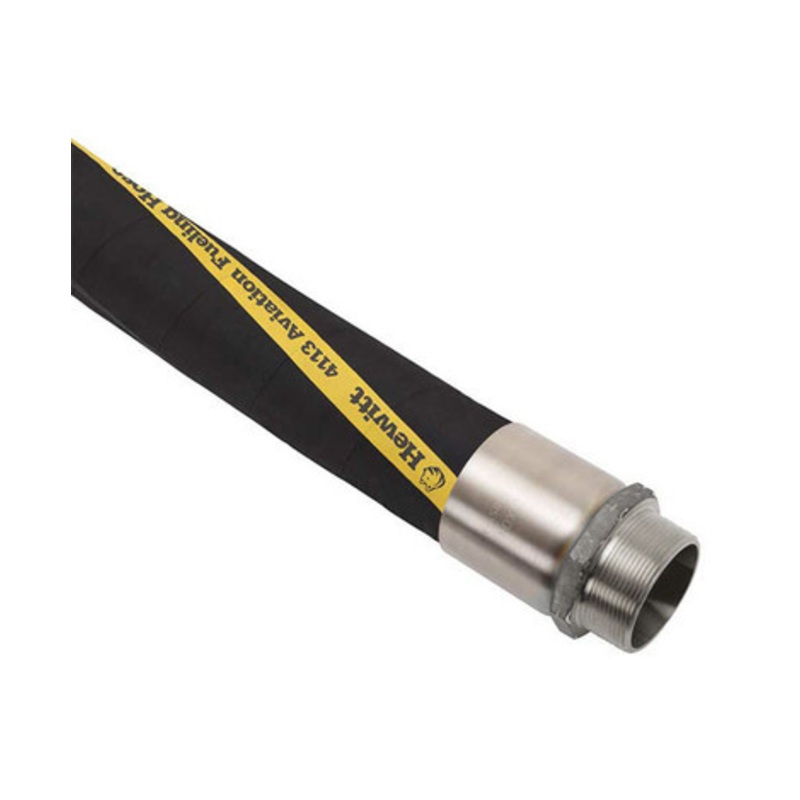 Husky CP640096HADB 4” x 8′ OAL Male x Male NPT Hewitt 4113 Permanent Stainless Steel Fitting Aviation Hose (Not Reuseable)