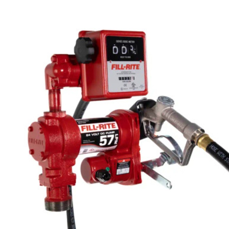 Fill-Rite FR2411H 24V DC 15 GPM Fuel Transfer Pump w/ Manual Nozzle & Mechanical Gallon Meter