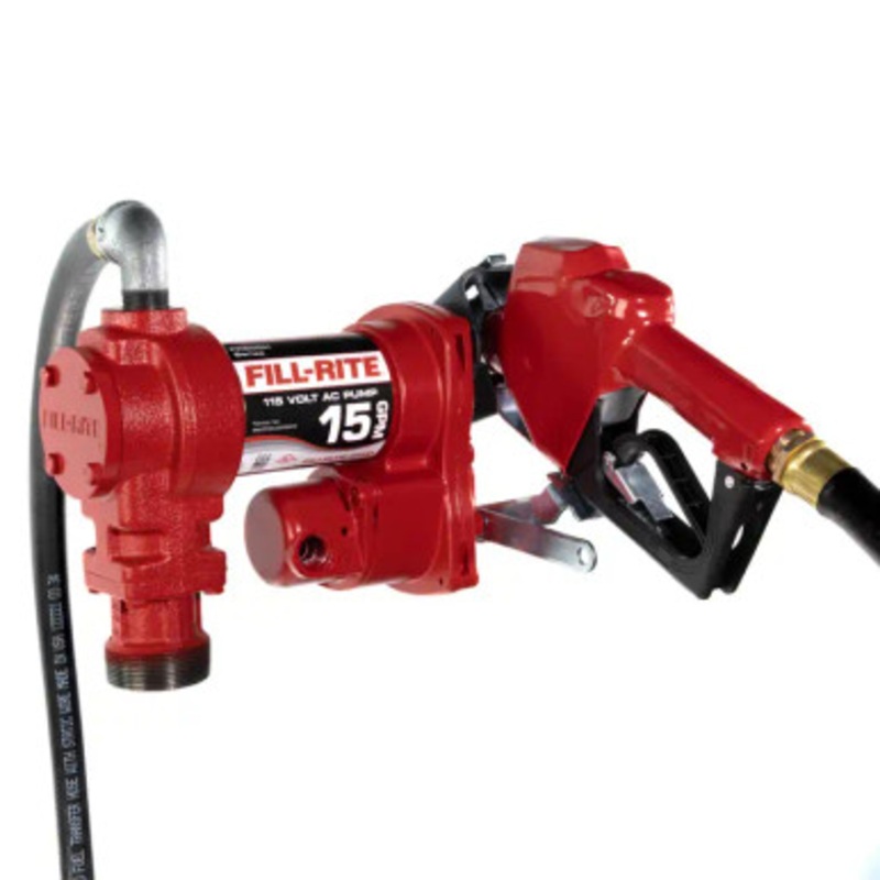 Fill-Rite FR610HA 15 GPM 115V AC 60 HZ Heavy-Duty Fuel Transfer Pump w/ 3/4” x 12′ Hose & 3/4” Automatic Nozzle