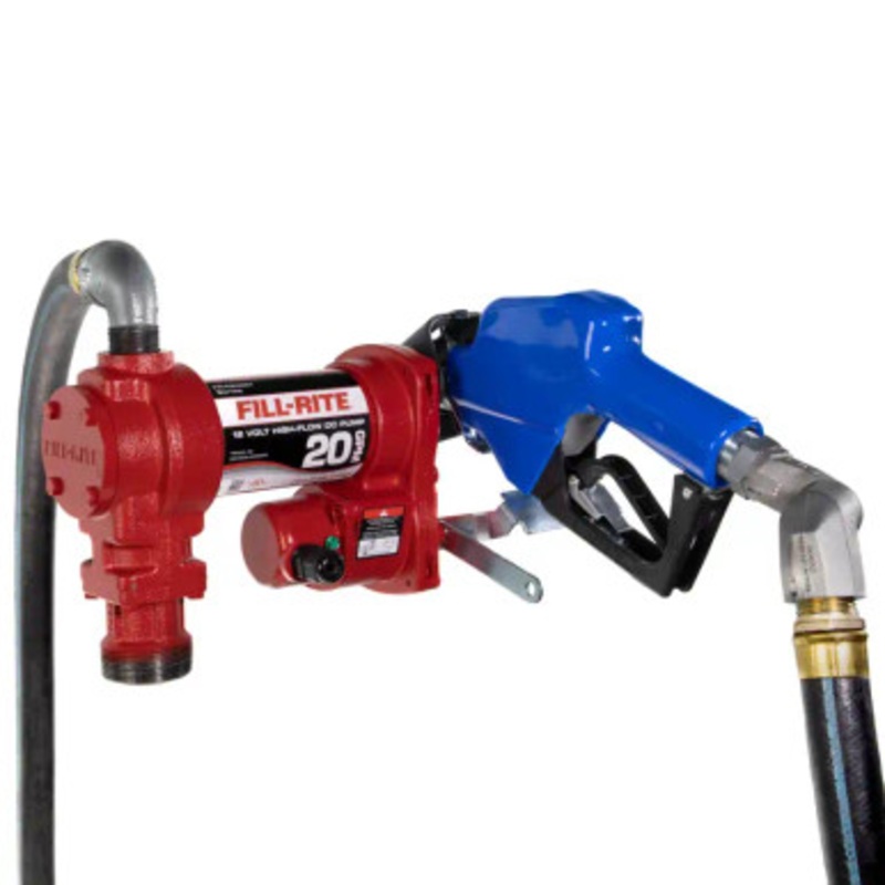 Fill-Rite FR4210HARC 20 GPM 12V DC High Flow Heavy-Duty Fuel Transfer Pump w/ 1” x 20′ Arctic Hose & 1” High Flow Automatic Nozzle