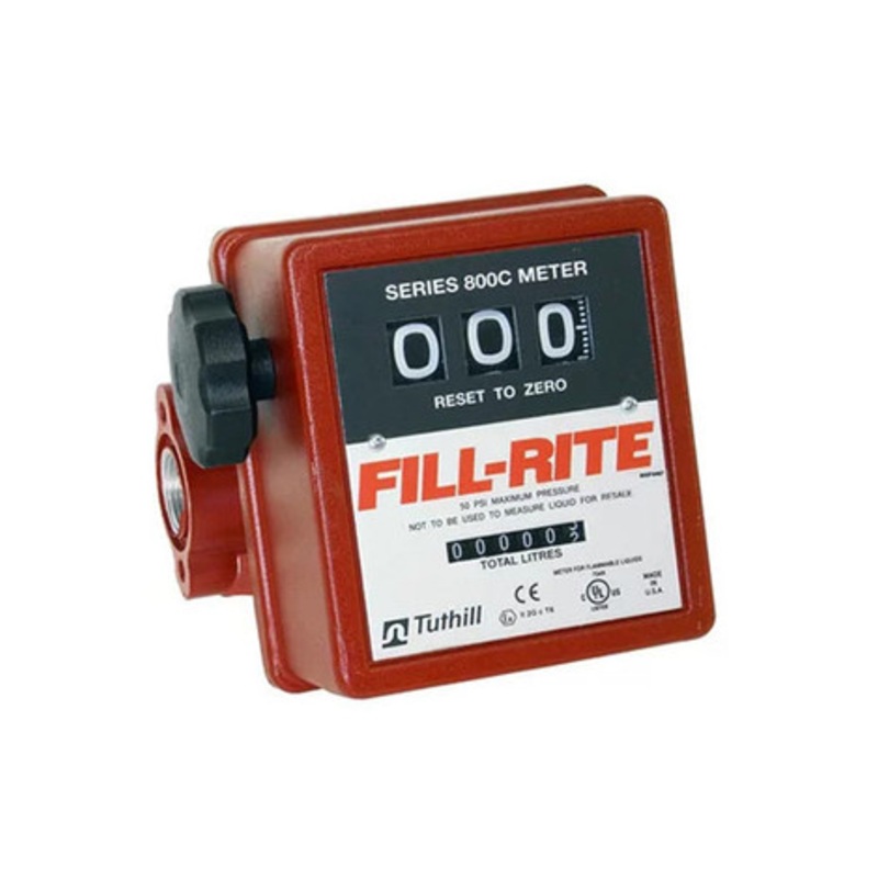 Fill-Rite 806CLPT 1” x 3 Digit 5-20 GPM Strainer Body 800 Series Flow Meter (Liter)