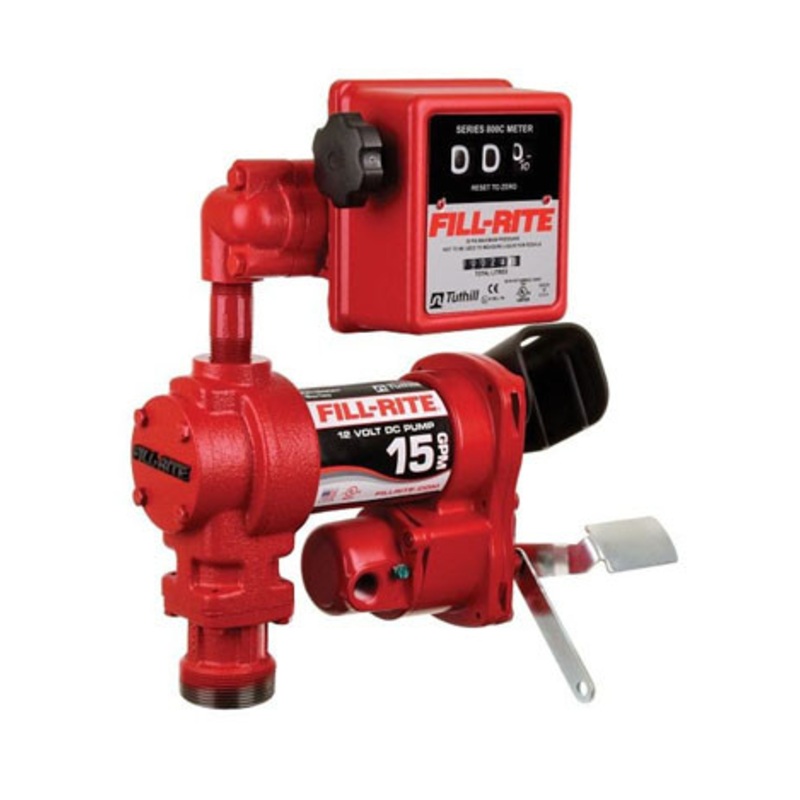 Fill-Rite FR1211HN 15 GPM 12V DC Heavy-Duty Fuel Transfer Pump w/ 807C Gallon Meter