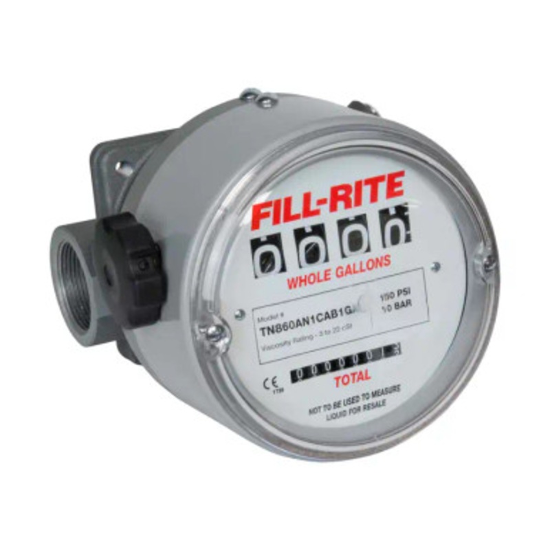 Fill-Rite TN860AN1CAB1GAC-RL 6-60 GPM 1-1/2” NPT 4-Digit Mechanical Fuel Transfer Meter (Gallon)