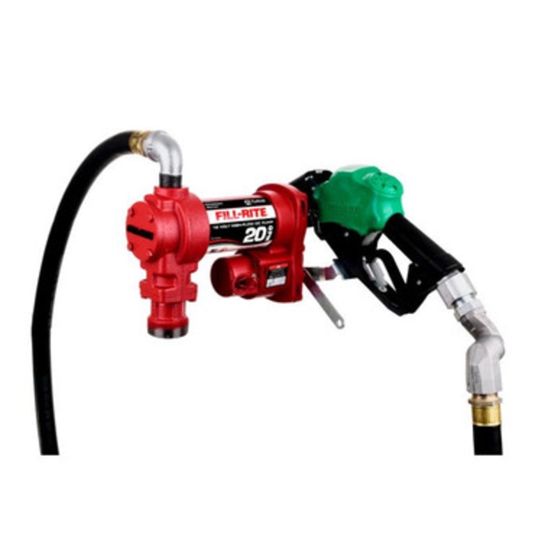 Fill-Rite FR4220HDSQ 20 GPM 12V DC High Flow Heavy-Duty Fuel Transfer Pump w/ 1” x 18′ Hose & 1” Automatic Diesel Nozzle