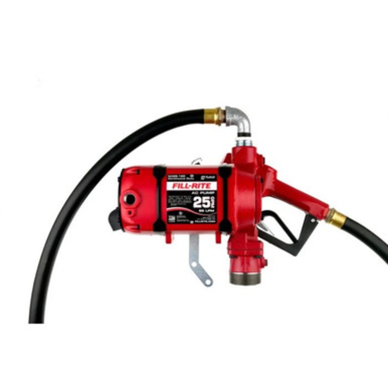 Fill-Rite NX25-120NB-AG 120V 25 GPM Continuous Duty NPT Threaded Bung Mounted Fuel Transfer Pump w/ 3/4”x 12′ Hose & 3/4” Automatic Unleaded Nozzle