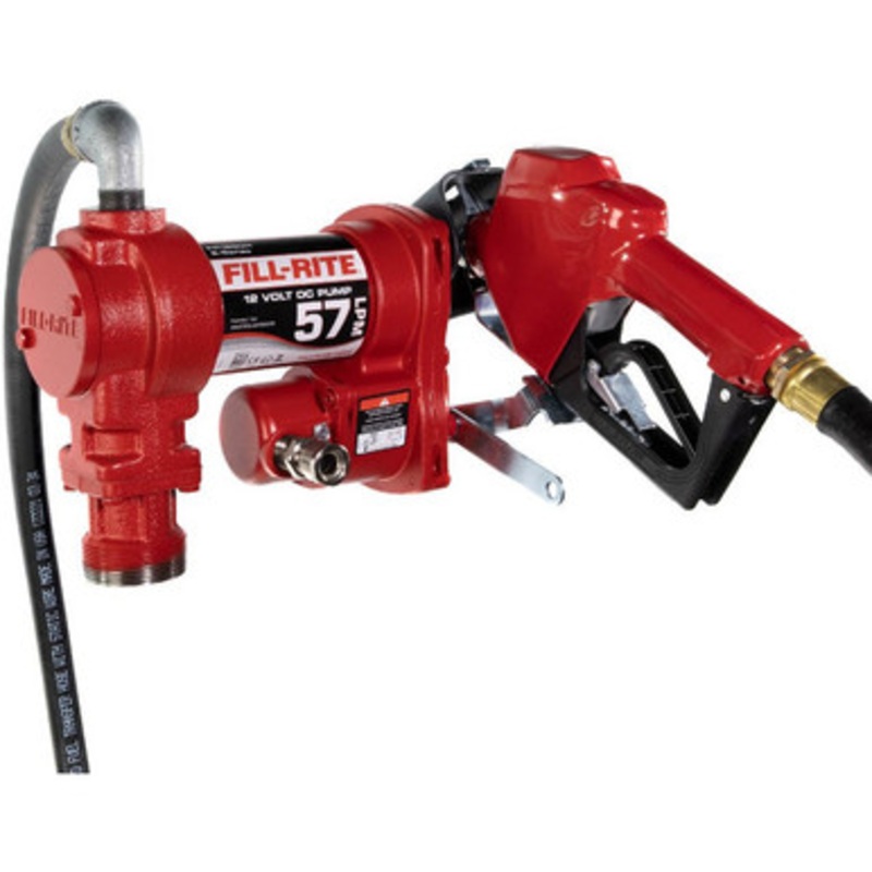 Fill-Rite FR1210HEA 57 LPM 12V DC Fuel Transfer Pump w/ 3/4” Automatic Nozzle & 3/4 x 3.6 M Hose
