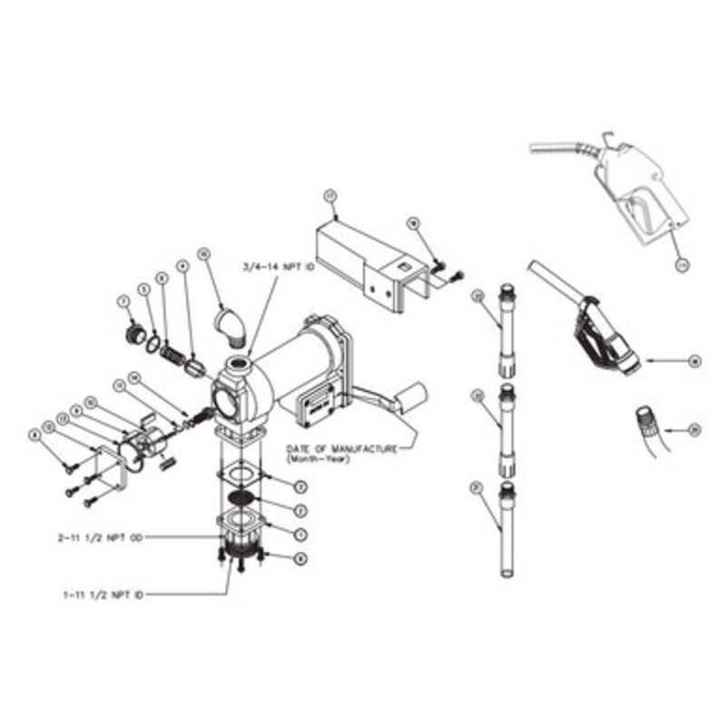 Fill-Rite VP1400F7687 Suction Pipe Extension Assembly for SD602/SD602A Series Pumps