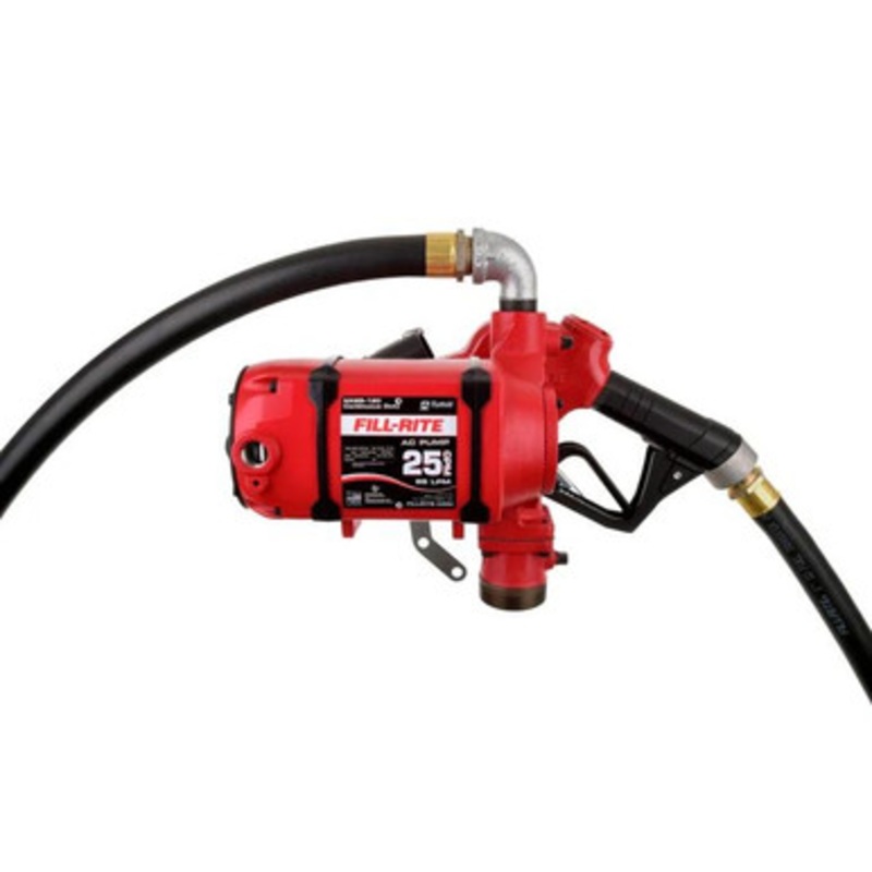 Fill-Rite NX25-120NB-AA 120V 25 GPM Continuous Duty NPT Threaded Bung Mounted Fuel Transfer Pump w/ 1” x 18′ Discharge Hose & 1” Automatic Nozzle