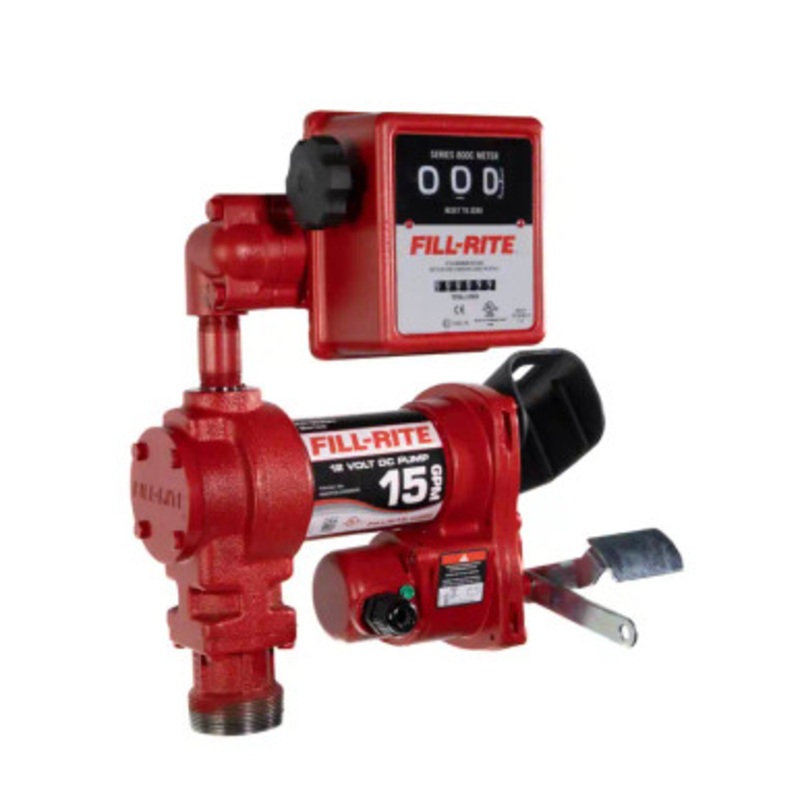 Fill-Rite FR1211HLN 15 GPM 12V DC Heavy-Duty Fuel Transfer Pump w/ 807CL Liter Meter