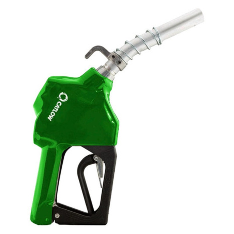Catlow CWNEPLF-H-GR Cold Weather Secur Flo Pressure Sensitive 3/4 Green Auto Diesel Farm Nozzle w/ 2 Step Hold Open Device & Hook