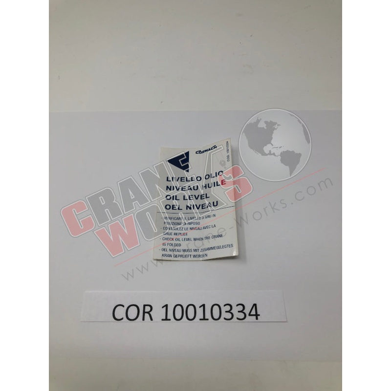 10010334 | NEW DECAL P01 CHECK OIL LEVEL WHEN CRANE IS FOLDED