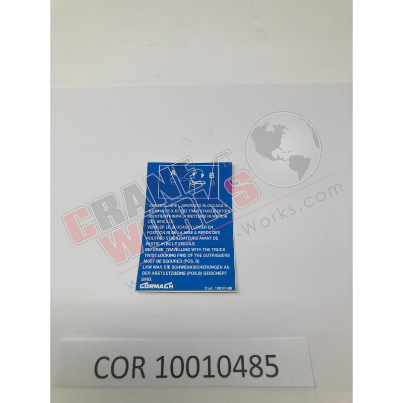10010485 | NEW LOCKING PINS FOR OUTRIGGERS DECAL