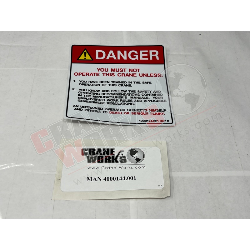 4000144.001 | NEW DECAL; DANGER CRANE OPER. QUAL