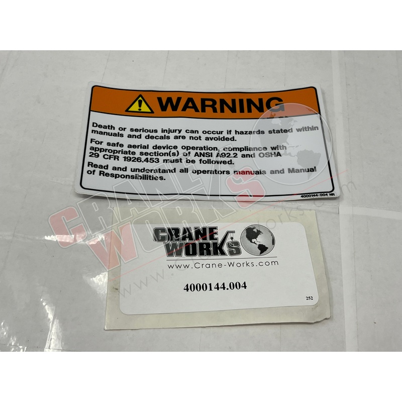 4000144.004 | NEW DECAL, WARNING HAZARD
