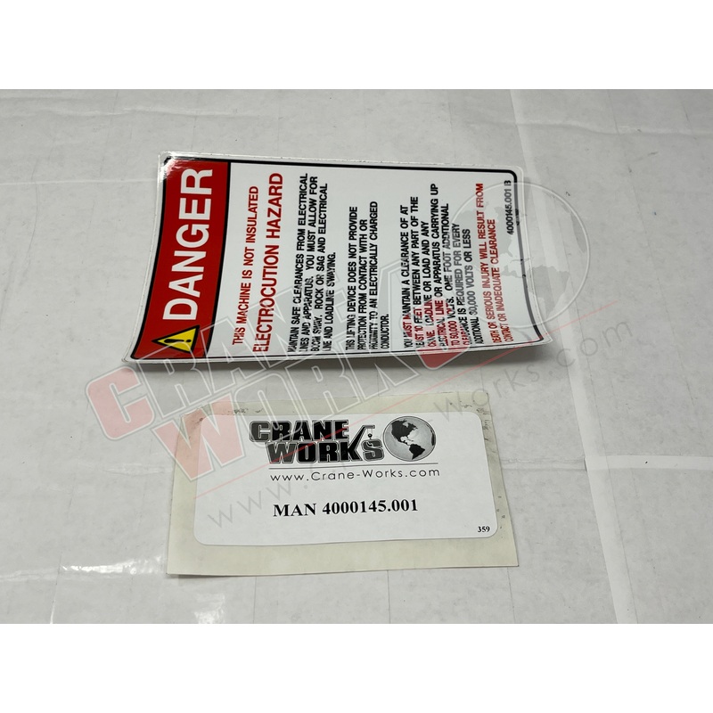 4000145.001 | NEW DECAL; DANGER ELECT. HAZARD