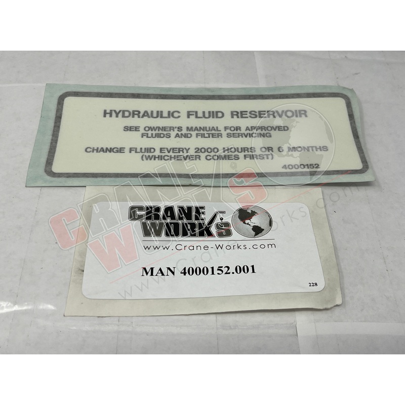 4000152.001 | NEW DECAL, HYDRAULIC OIL