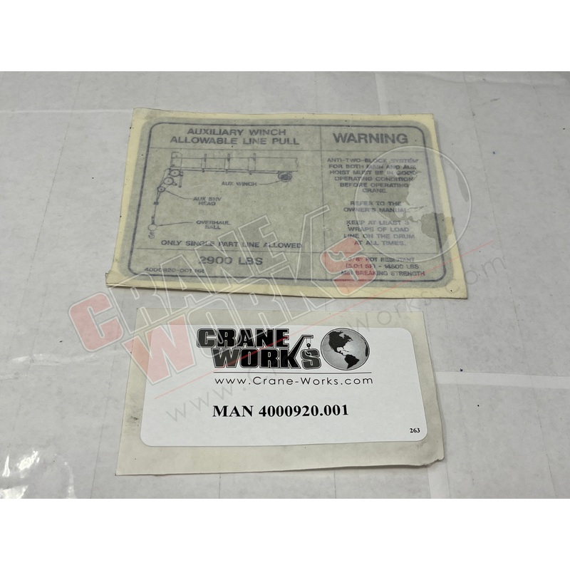 4000920.001 | NEW AUX WINCH CAPACITY DECAL
