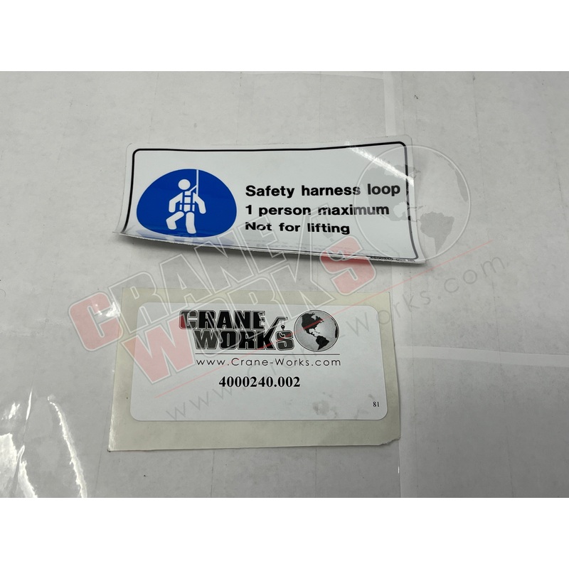 4000240.002 | NEW DECAL SAFETY HARNESS LOOP