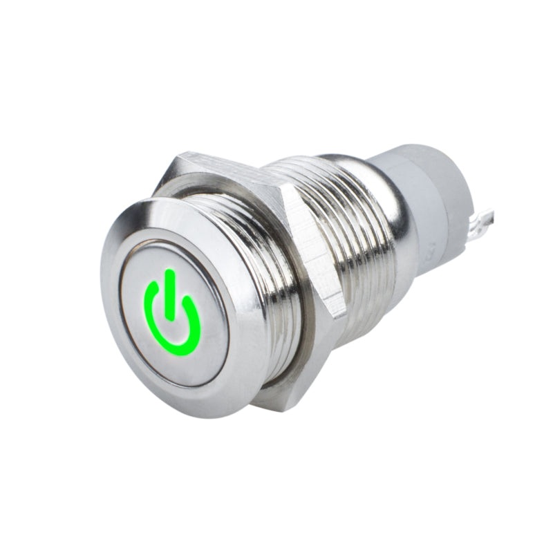 Oracle Pre-Wired Power Symbol Momentary Flush Mount LED Switch – Green