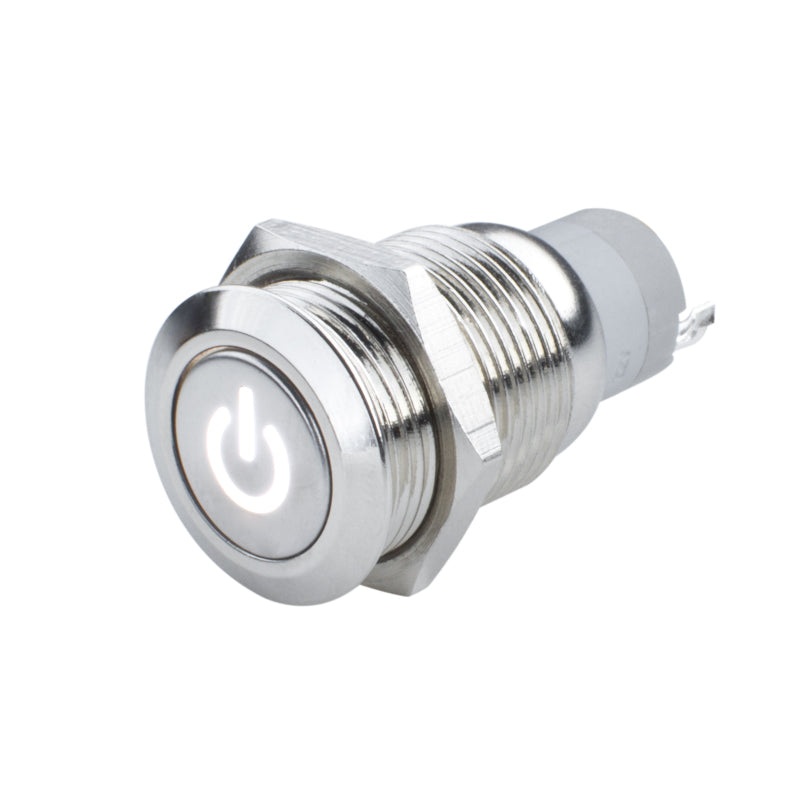 Oracle Pre-Wired Power Symbol Momentary Flush Mount LED Switch – White
