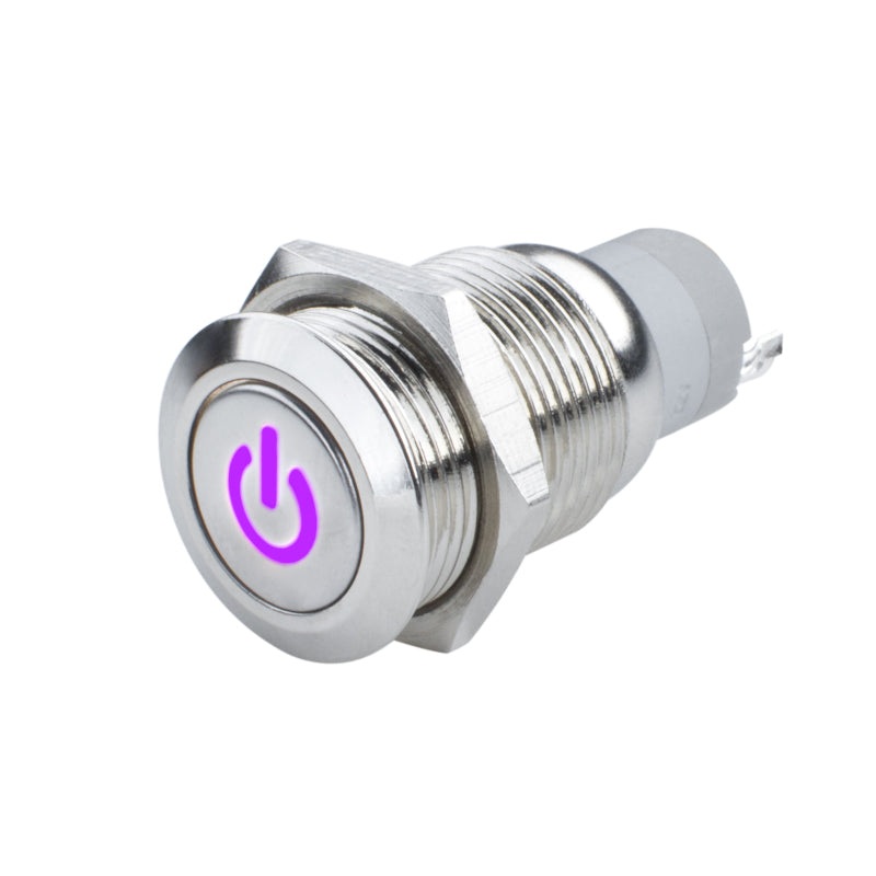 Oracle Pre-Wired Power Symbol Momentary Flush Mount LED Switch – UV/Purple