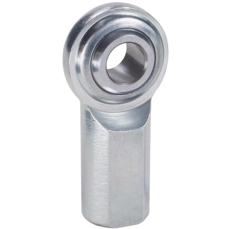 QA1 C Series 2-Pc Rod End – Female/Left Hand – .25in Bore x 1/4-28 – Carbon Steel w/PTFE