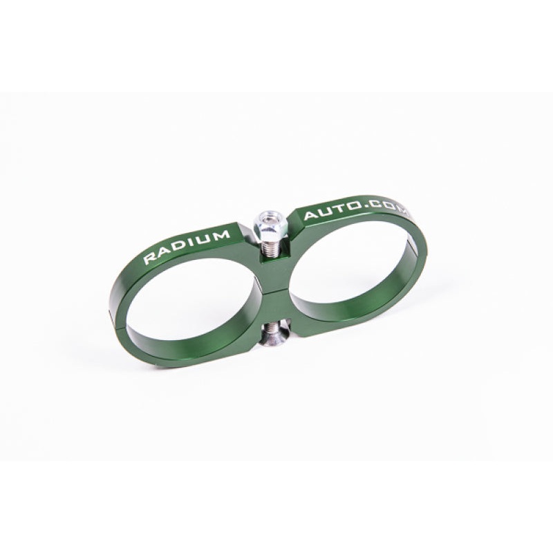 Radium Engineering 2-Piece Fuel Pump Clamp For Bosch 044 – Green W/ Logo