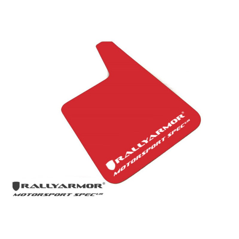 Rally Armor Universal Fit (No Hardware) Motorsport Spec Red UR Mud Flap w/ White Logo