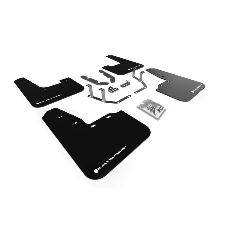 Rally Armor 18-23 Ford Fiesta ST MK8 Black UR Mud Flap w/White Logo