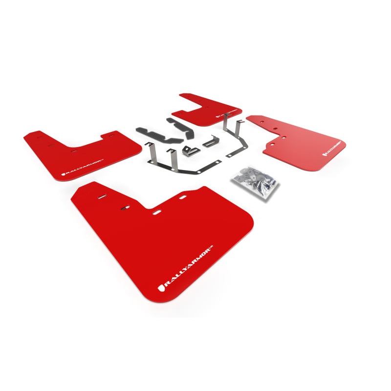 Rally Armor 18-23 Ford Fiesta ST MK8 Red UR Mud Flap w/White Logo
