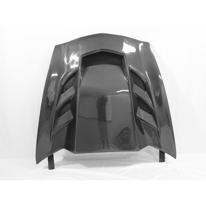 2014-2019 Corvette C7 Type-VS2 Double Sided Carbon Fiber Vented Style Hood For Stingray, Z51, Grand Sport, Z06