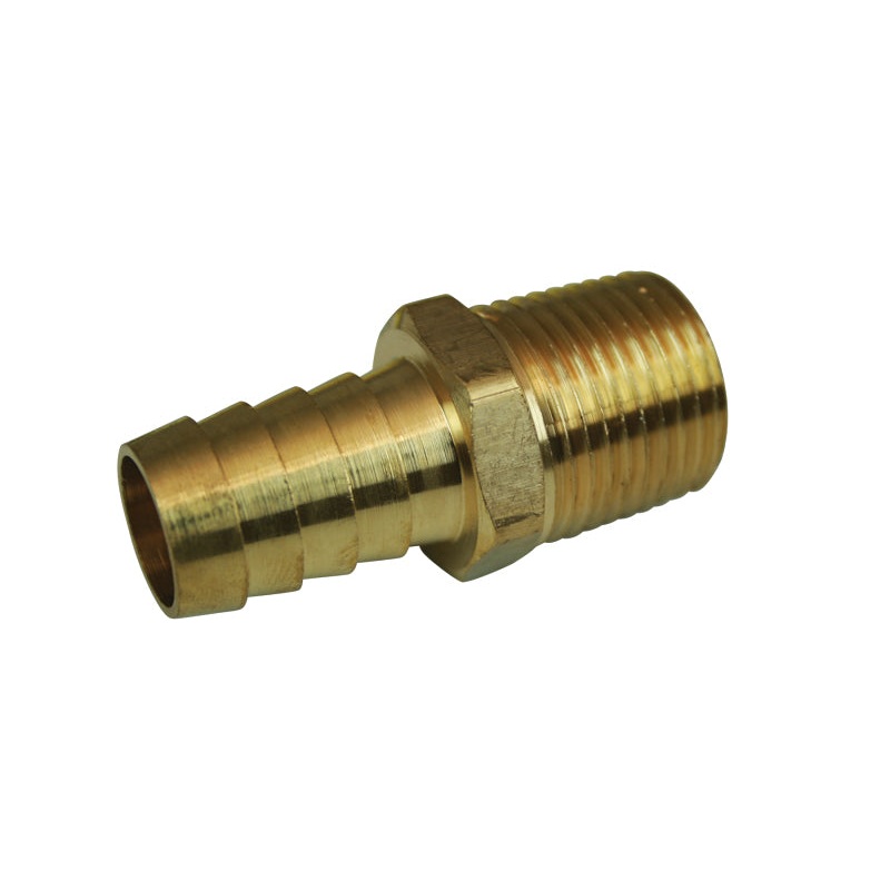 Moroso Straight Fitting – 1/2in NPT to 5/8in Barbed – Brass – Single
