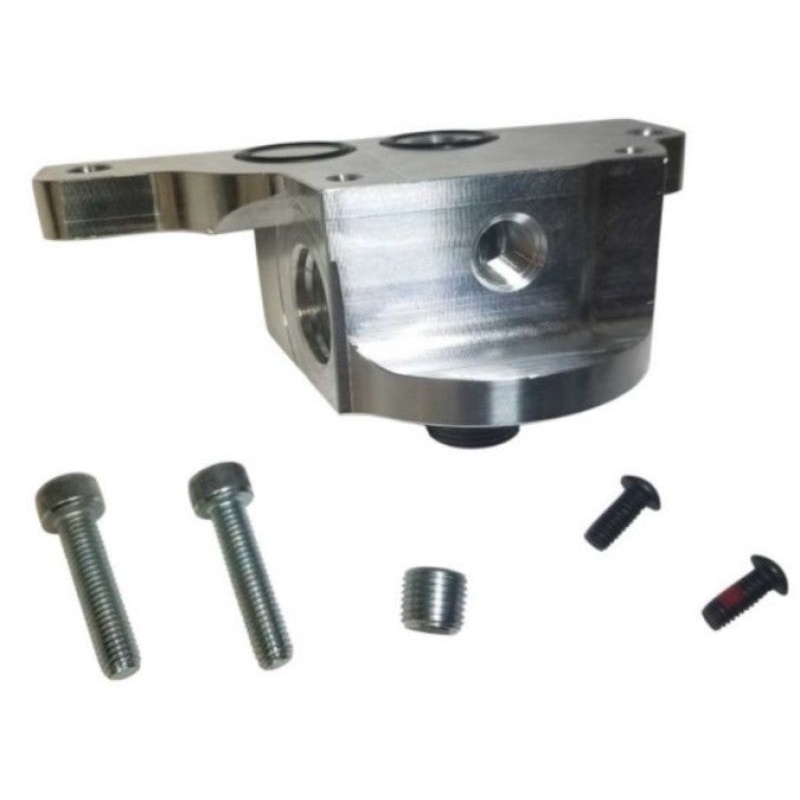 Moroso GM LS Oil Filter Adapter – Spin On – External Input Inlet – Outbound Rail