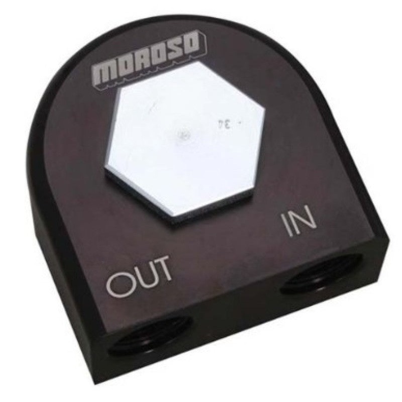 Moroso Universal Remote Oil Filter Adapter – 90 Degree – 13/16in-16 Thread