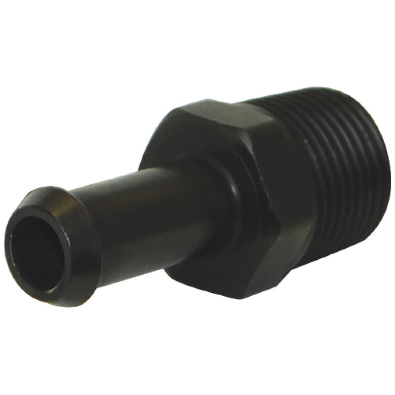 Moroso Air/Oil Separator Fuel Line Fitting – 3/8in to 3/8in Hose – Straight – Black – Single