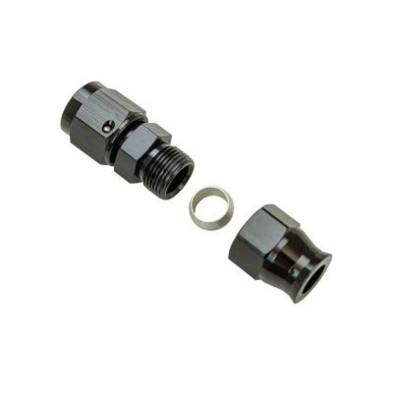 Moroso Aluminum Fitting Adapter 6AN Female to 3/8in Tube Compression – Black