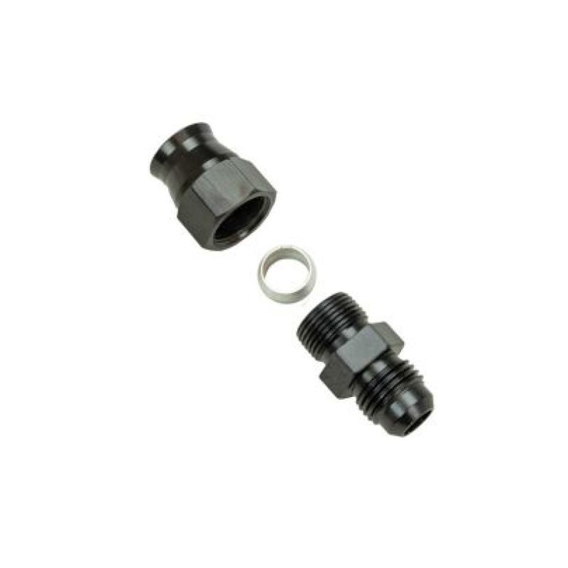 Moroso Aluminum Fitting Adapter 6AN Male to 3/8in Tube Compression – Black