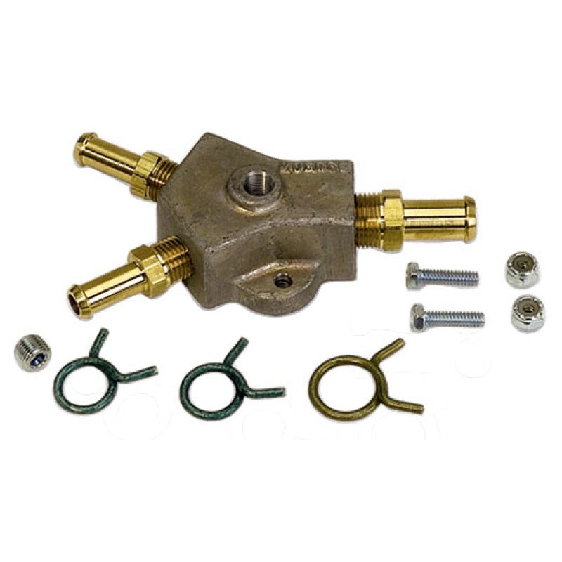 Moroso Universal Fuel Block Kit – 1/2in Hose Inlet w/Two 3/8in Hose Outlets
