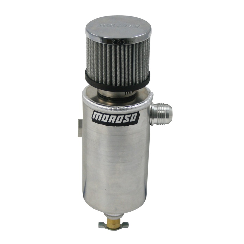 Moroso Breather Tank/Catch Can -12An Male Fitting – Roll Bar Mount – Aluminum