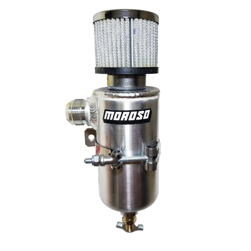 Moroso Breather Tank/Catch Can – 16An Male Fitting – Aluminum