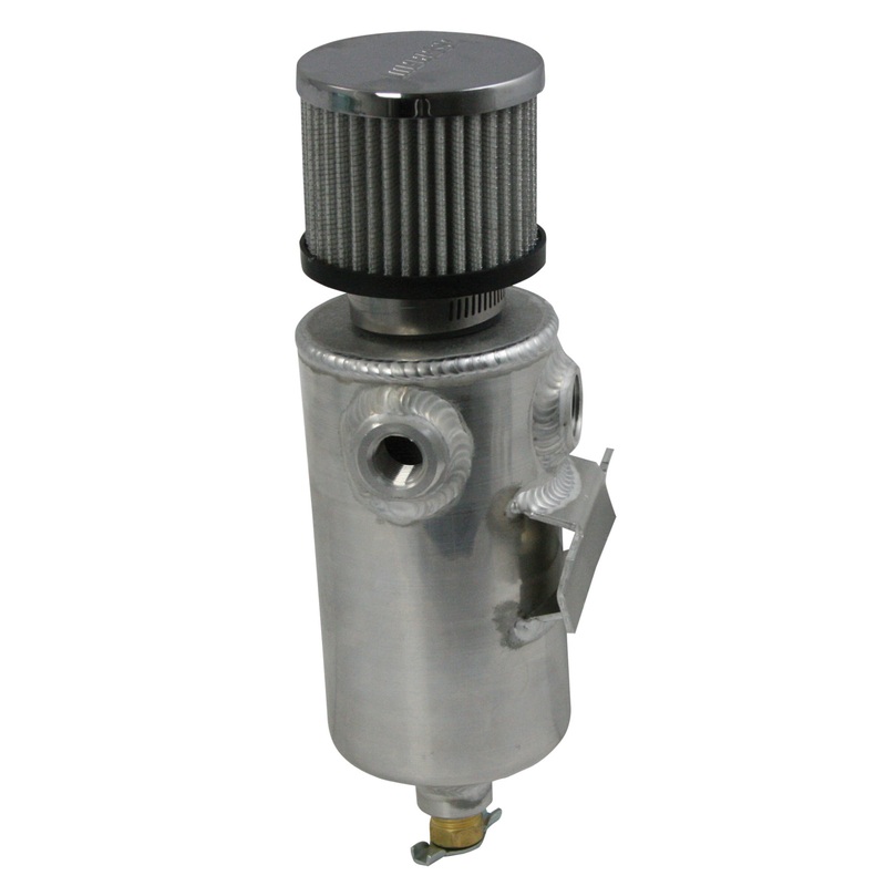 Moroso Breather Tank/Catch Can – 3/8in NPT Female & 1/2in NPT Female Fitting – Roll Bar Mount – Alum